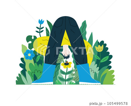 Greenery, ecology -modern flat vector concept illustration of a male gardener carrying the plants. Metaphor of environmental sustainability and protection, closeness to nature 105499578