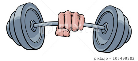 Weight Lifting Fist Hand Holding Barbell Concept 105499582