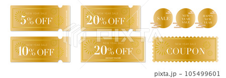 高級感のある金の花火のクーポンベクターデザインセット 高級感のある金の花火のクーポンベクターデザインセット 105499601
