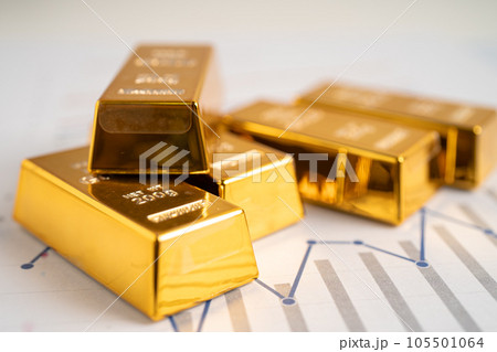 Gold bar on graph, economy finance exchange trade investment concept. 105501064