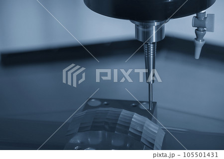 The CNC milling machine cutting  mold part by solid ball end mill tool. 105501431