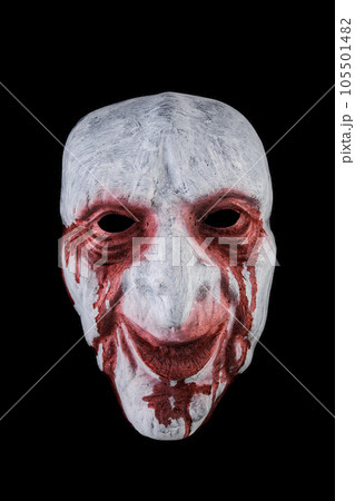 Creepy bloody head isolated on black background with clipping path 105501482