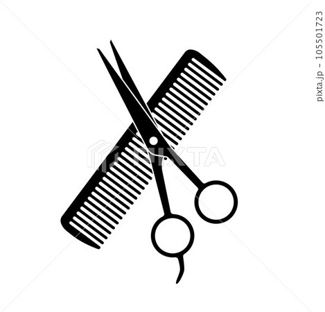 Hair salon with scissors and comb 105501723