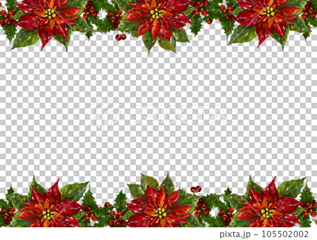 水彩一品紅和冬青框架 105502002