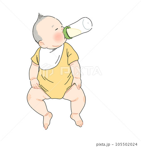 ミルクを飲む赤ちゃんのイラスト 105502024