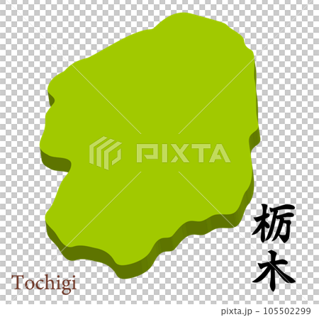 Three-dimensional map of Tochigi Prefecture, heading with prefecture name Three-dimensional map of Tochigi Prefecture, heading with prefecture name 105502299