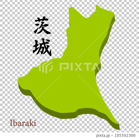 Three-dimensional map of Ibaraki Prefecture, heading with prefecture name Three-dimensional map of Ibaraki Prefecture, heading with prefecture name 105502300