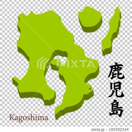 鹿兒島縣三維地圖，標題為縣名 105502334