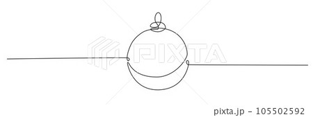 Christmas ball continues one single line hand drawing sketch. Vector stock illustration isolated on white background for design template winter holiday banner, card, invitation. Editable stroke. EPS10 105502592