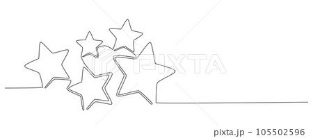 Christmas composition hand drawing continues one single line stars. Vector stock illustration isolated on white background for template invitation, card, presentation, frame or border. Editable stroke 105502596