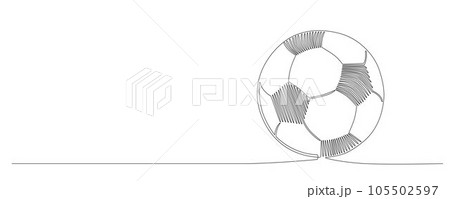 Football soccer ball - championship symbol. Vector stock continues line illustration isolated on white background. Editable stroke single line. EPS10 105502597