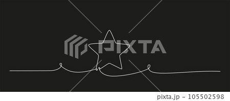 Rating star one single hand drawing line. Vector stock illustration isolated on black background for design top review feedback web page bar, restaurant, hotel, vote. Editable stroke. EPS10 105502598