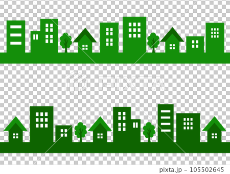 Simple townscape silhouette set green 105502645