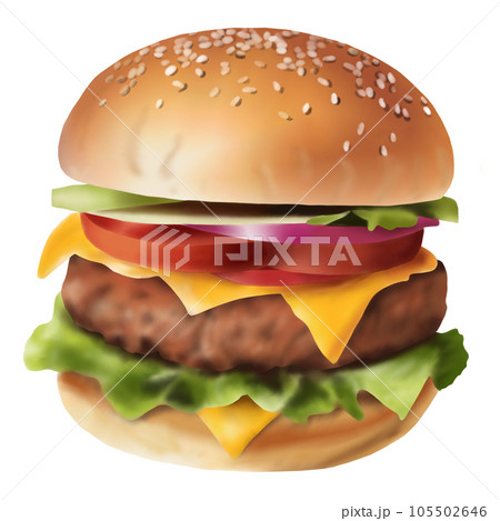 Watercolor Illustration of a burger 105502646