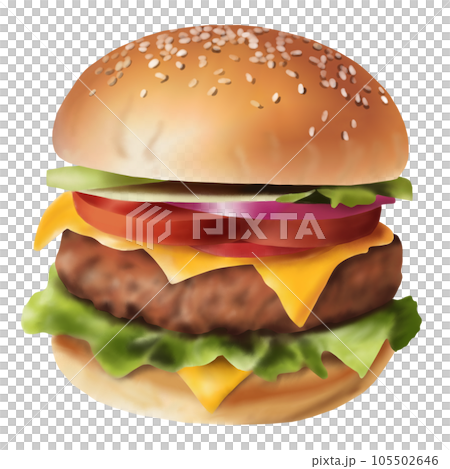 Watercolor Illustration of a burger 105502646
