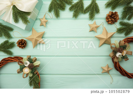 Christmas card. Space for text. Mockup. The concept of preparing for the Christmas holiday. 105502879