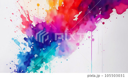 Colorful Liquid Fluid Wallpaper Background. Abstract Flowing Paint Splash Illustration for Banner, Invitation, Greeting Card or Cover. Ai Generated. 105503031