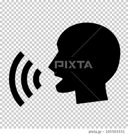 生体認証、声、音声、声紋を表す塗りつぶしスタイルのアイコン 105503331