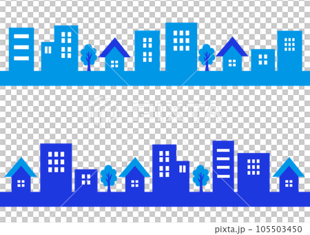 Simple townscape silhouette set blue 105503450