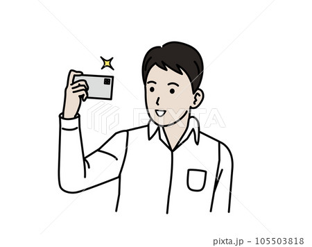 スマートフォンで自撮り、写真撮影する若い男性 スマートフォンで自撮り、写真撮影する若い男性 105503818