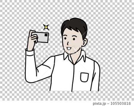 スマートフォンで自撮り、写真撮影する若い男性 スマートフォンで自撮り、写真撮影する若い男性 105503818