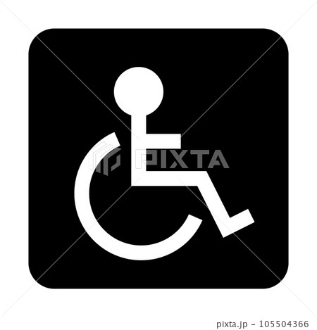 インフォメーション、車いすを表す塗りつぶしスタイルのアイコン 105504366