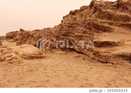Golden Sand Wall by the Moroccan Ocean Golden Sand Wall by the Moroccan Ocean 105505035