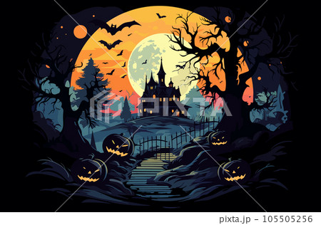 ハロウィンモチーフのベクターイラスト 105505256