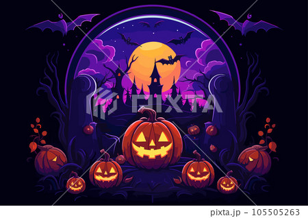 ハロウィンモチーフのベクターイラスト 105505263
