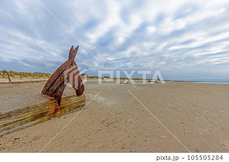 Picture of the historical bunkers with horse heads at the beach of Balvand in Denmark Picture of the historical bunkers with horse heads at the beach of Balvand in Denmark 105505284