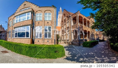 Picture of the historic St. Jan's Hospital in bruges during the day Picture of the historic St. Jan's Hospital in bruges during the day 105505341