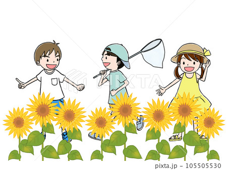 ひまわり畑の子供たち 105505530