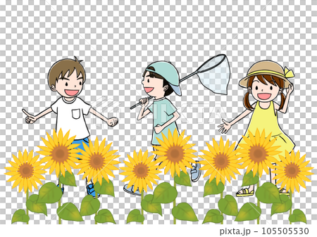 ひまわり畑の子供たち 105505530