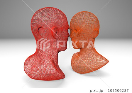 Mesh of the faces of man and woman in 3D 105506287