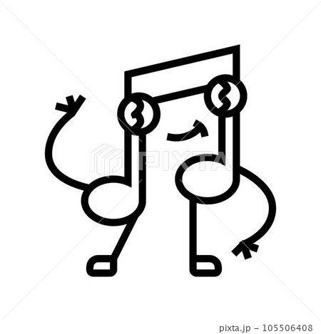 music note character retro line icon vector...のイラスト素材 [105506408] - PIXTA