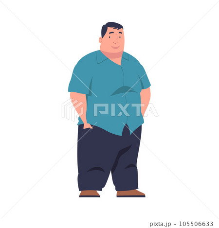 Full Man Character with Plump Body Standing and Smiling Vector Illustration Full Man Character with Plump Body Standing and Smiling Vector Illustration 105506633