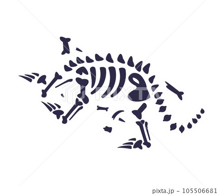 Black Bones Fossils Silhouette Obtained by Digging Vector Illustration 105506681