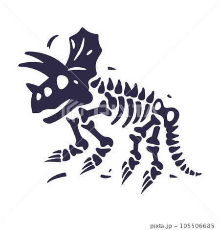 Black Bones Fossils Silhouette Obtained by Digging Vector Illustration 105506685