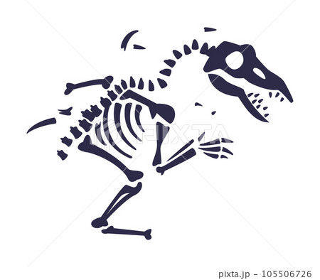 Black Bones Fossils Silhouette Obtained by Digging Vector Illustration 105506726