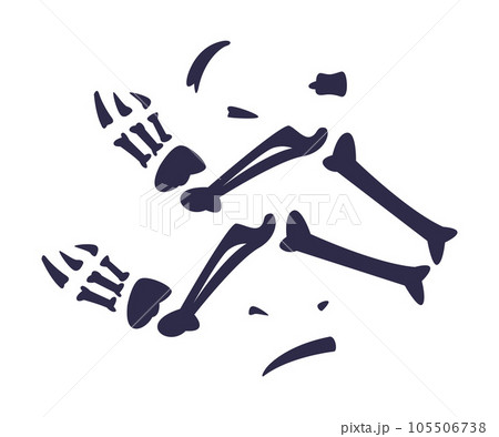 Black Bones Fossils Silhouette Obtained by Digging Vector Illustration 105506738