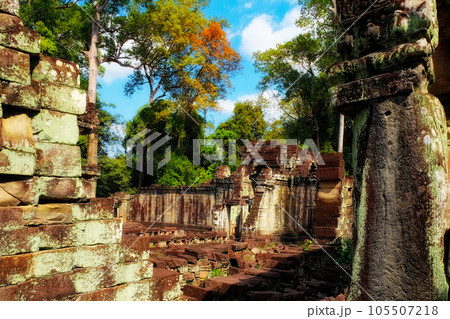 Ruins of ancient structures in the Cambodian forests, the lost city of Angkor. Ruins of ancient structures in the Cambodian forests, the lost city of Angkor. 105507218