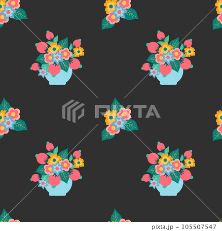 Seamless illustration with bright colors against black background. Seamless illustration with bright colors against black background. 105507547