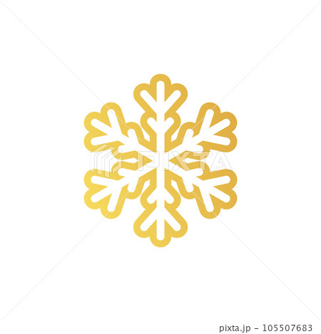 Golden snowflake. Icon of a snow flake made of a golden foil. Golden snowflake. Icon of a snow flake made of a golden foil. 105507683