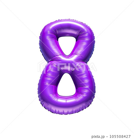 Colorful Purple Air Mattress in the Shape of the Number 8 Eight 105508427