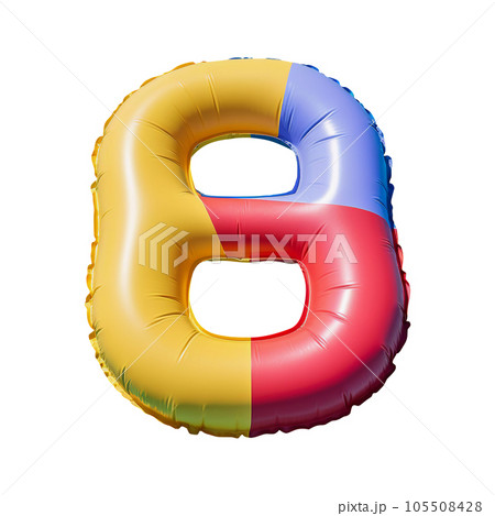 Colorful Air Mattress in the Shape of the Number 8 Eight 105508428