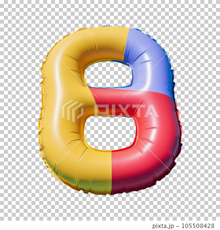 Colorful Air Mattress in the Shape of the Number 8 Eight 105508428