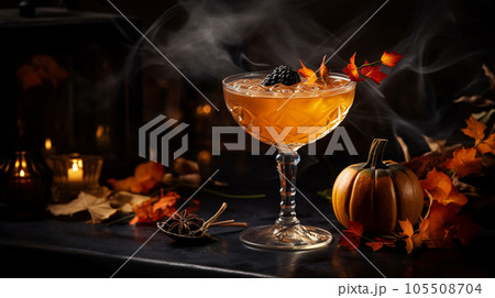 cocktail with decor for Halloween cocktail with decor for Halloween 105508704