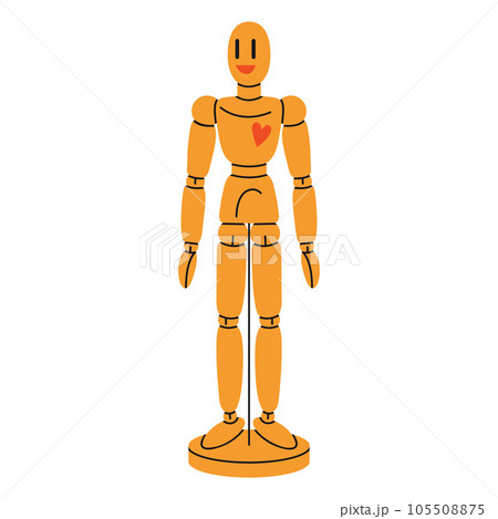 Wooden Mannequin for learning to draw, cartoon style. Art supplies. Trendy modern vector illustration isolated on white background, hand drawn, flat design Wooden Mannequin for learning to draw, cartoon style. Art supplies. Trendy modern vector illustration isolated on white background, hand drawn, flat design 105508875