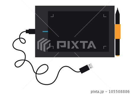 Graphic tablet for digital art, cartoon style. Painting tools elements, Art supplies. Trendy modern vector illustration isolated on white background, hand drawn, flat design Graphic tablet for digital art, cartoon style. Painting tools elements, Art supplies. Trendy modern vector illustration isolated on white background, hand drawn, flat design 105508886