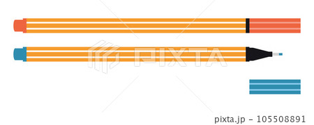 Capillary pen, liner with cap, cartoon style. Writing or drawing instrument. Trendy modern vector illustration isolated on white background, hand drawn, flat design 105508891